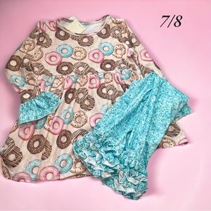 Girls 7/8 2 Piece Long Sleeve Set / Donut Theme